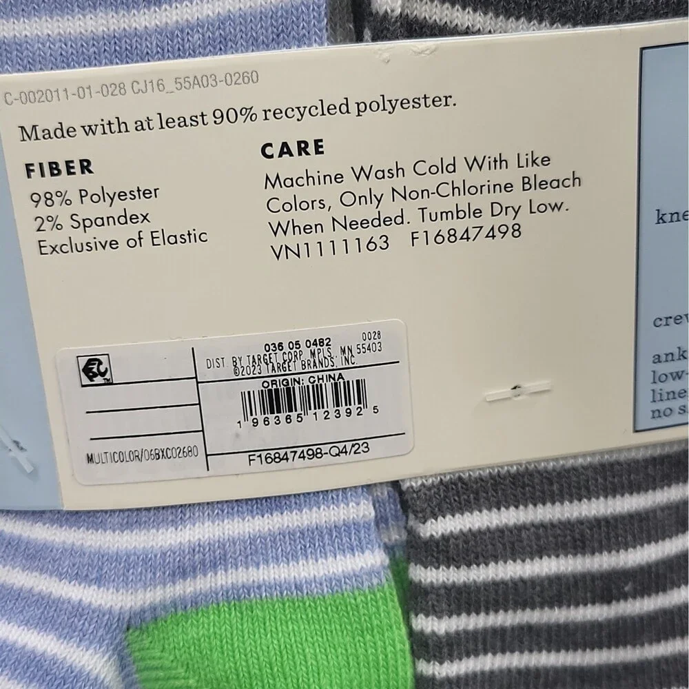Cat & Jack Boys' 10 Pairs Lightweight Striped Ankle Socks Size Medium 9-2.5